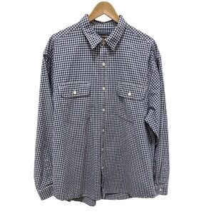 Abercrombie & Fitch Mens Large Gingham Heavy Cotton Check Shirt Navy Blue White